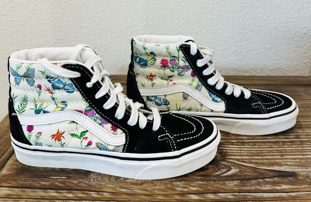 Vans Sk8-Hi Butterfly Floral Marshmallow High-Top Sneakers US Women 3.5 / Men 5